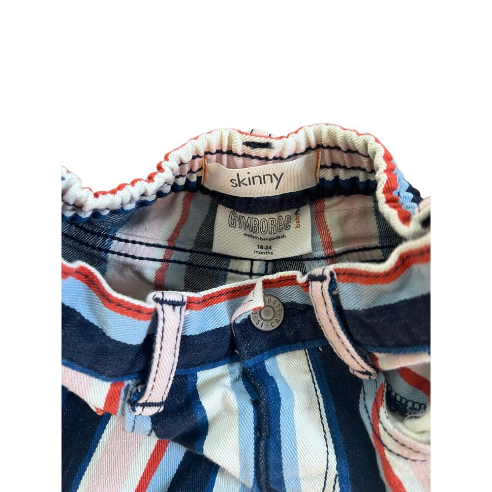 Gymboree Toddler Navy Pink White Striped Pants |18-24M - Picture 2 of 3